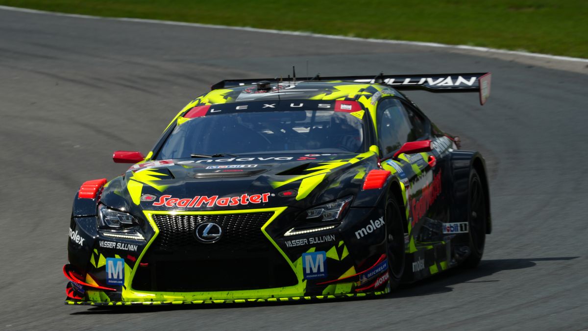 Tight low front shot of Lexus GT3 car..