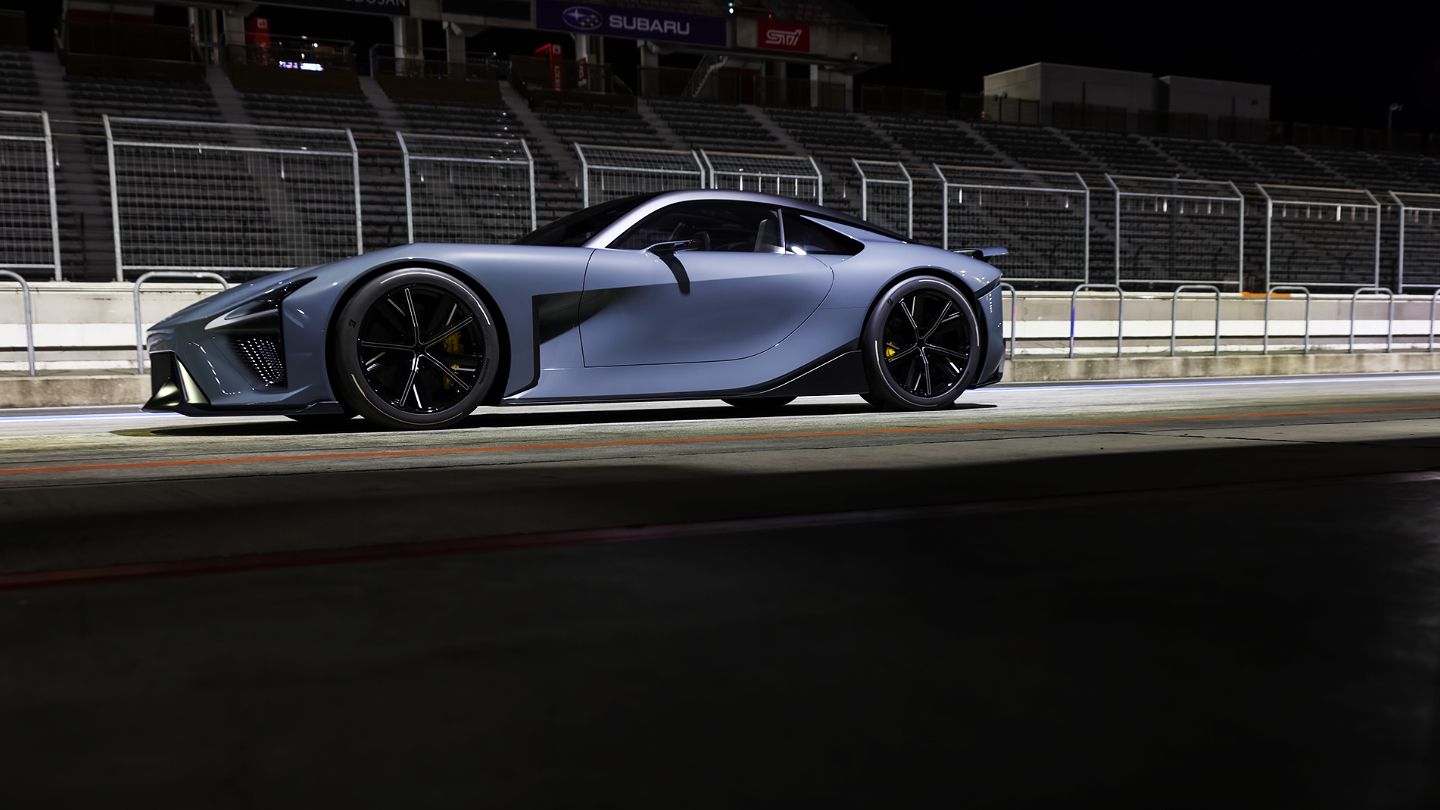 High angle rear shot of LFA Concept with horizontal taillamp.