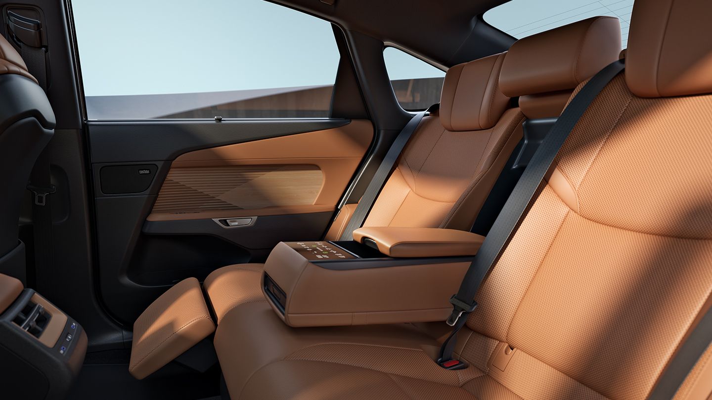 Rear seat area shown with Palomino interior trim