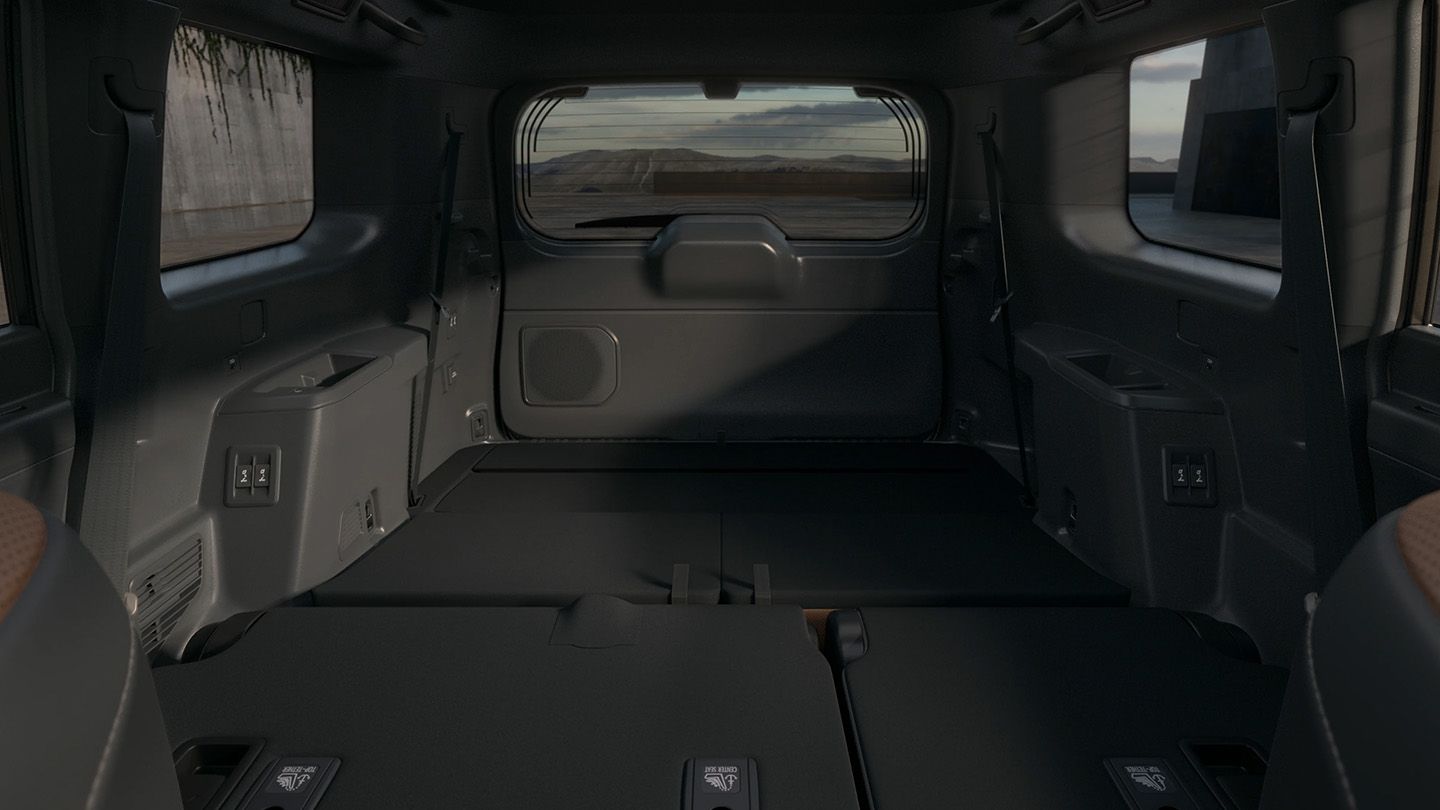 Interior shot showing three-row seating.